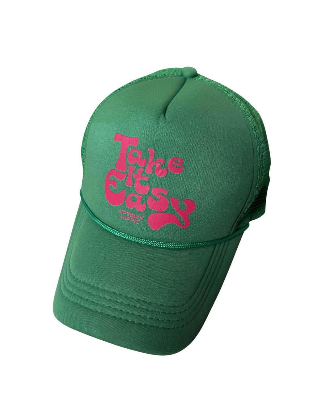 Uptown Hippie Green Take It Easy Mesh Trucker Hat